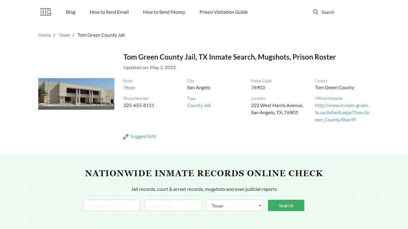 Tom Green County Jail, TX Inmate Search, Mugshots, Prison Roster