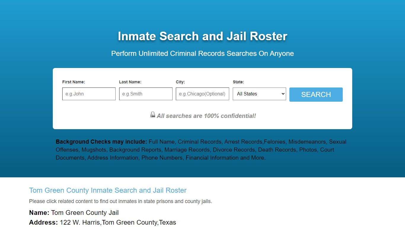 Tom Green County Inmate Search and Jail Roster
