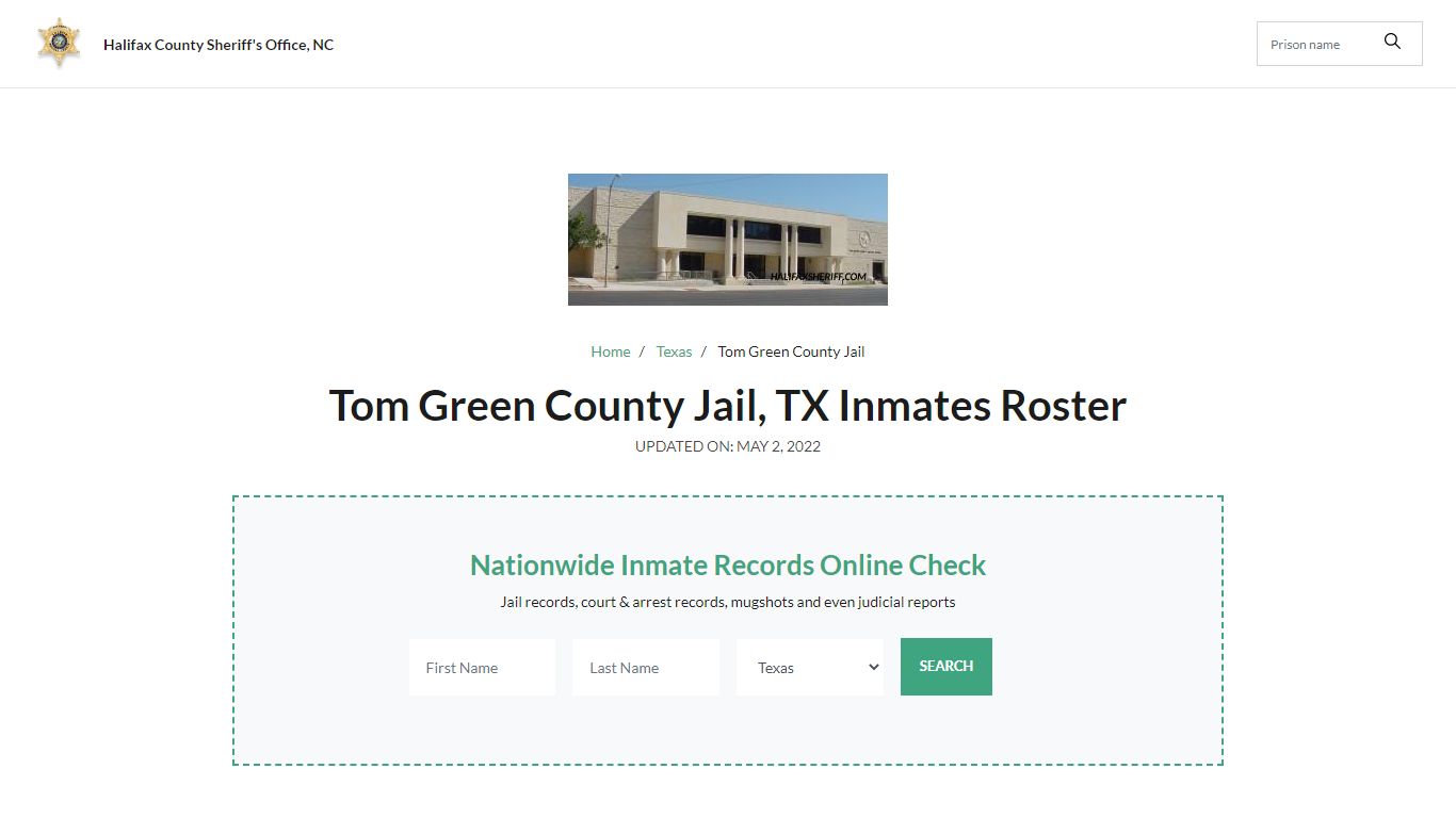 Tom Green County Jail , TX Inmates Roster - Halifax County Sheriff's ...
